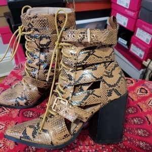 Snakeskin booties